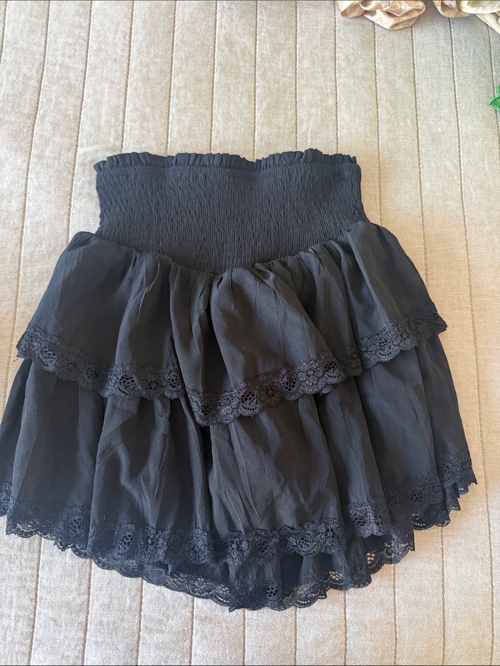 Black Tiered Lace Mini Skirt